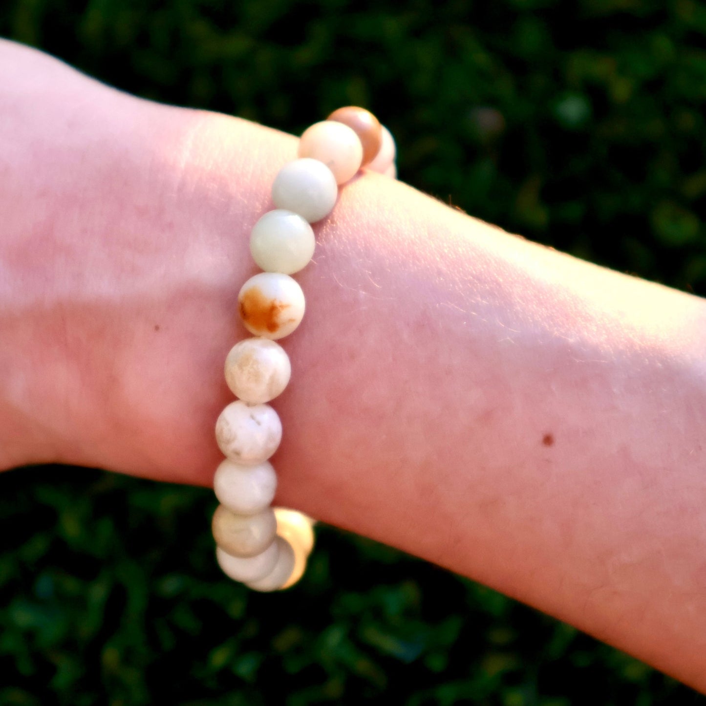 Natural Crystal Healing Bracelet – Natural 6 and 8mm Gemstone Beads | One Piece, 3 Sizes (Copy) - Wax | Wane - amazonite bracelet - Crystal Bracelet1