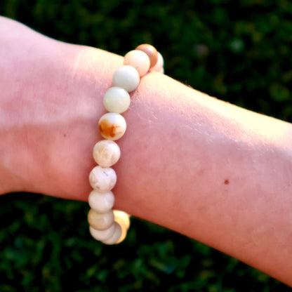 Natural Crystal Healing Bracelet – Natural 6 and 8mm Gemstone Beads | One Piece, 3 Sizes (Copy) - Wax | Wane - amazonite bracelet - Crystal Bracelet1
