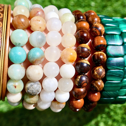 Natural Crystal Healing Bracelet – Natural 6 and 8mm Gemstone Beads | One Piece - Wax | Wane - amazonite bracelet - Crystal Bracelet3