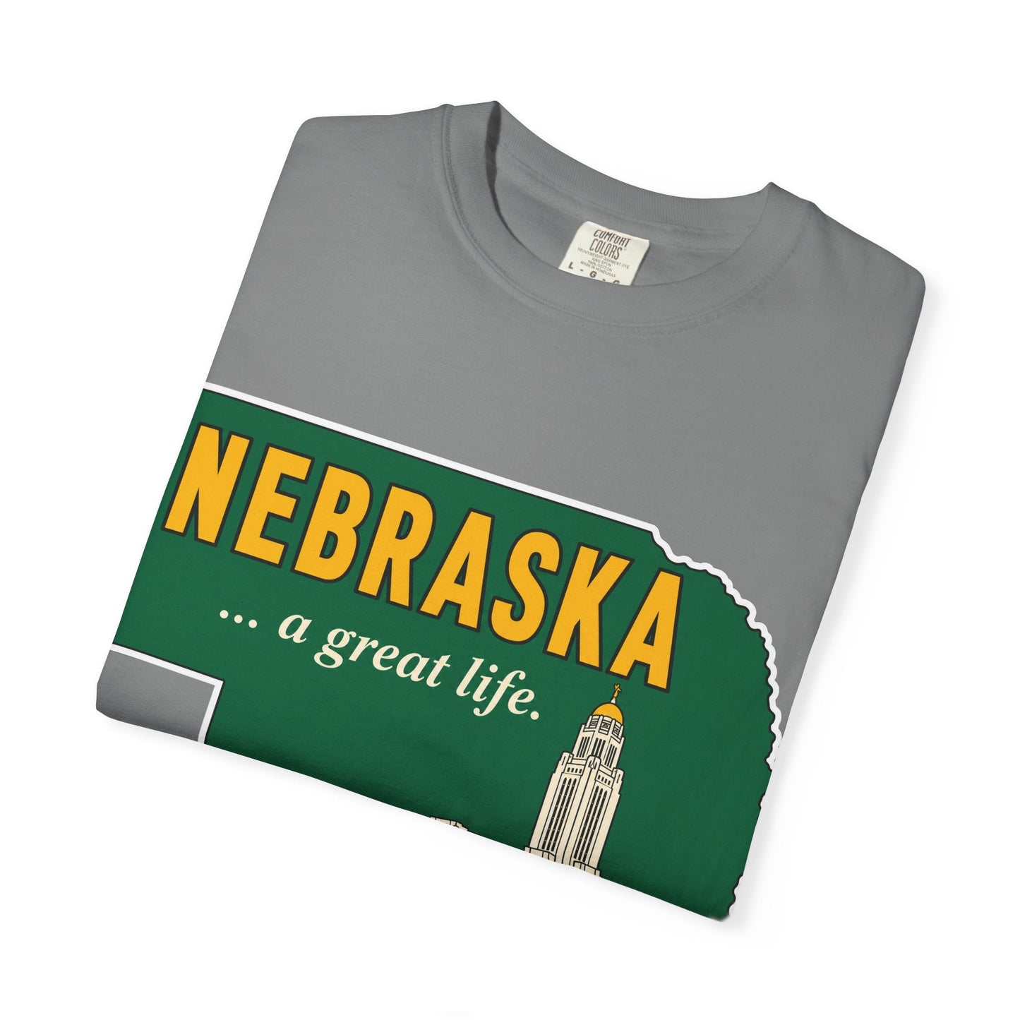Nebraska “A Great Life” T-Shirt — Retro State Sign | Vintage Nebraska Good Life Gift Tee - Wax | Wane - gift for her - T-Shirt32