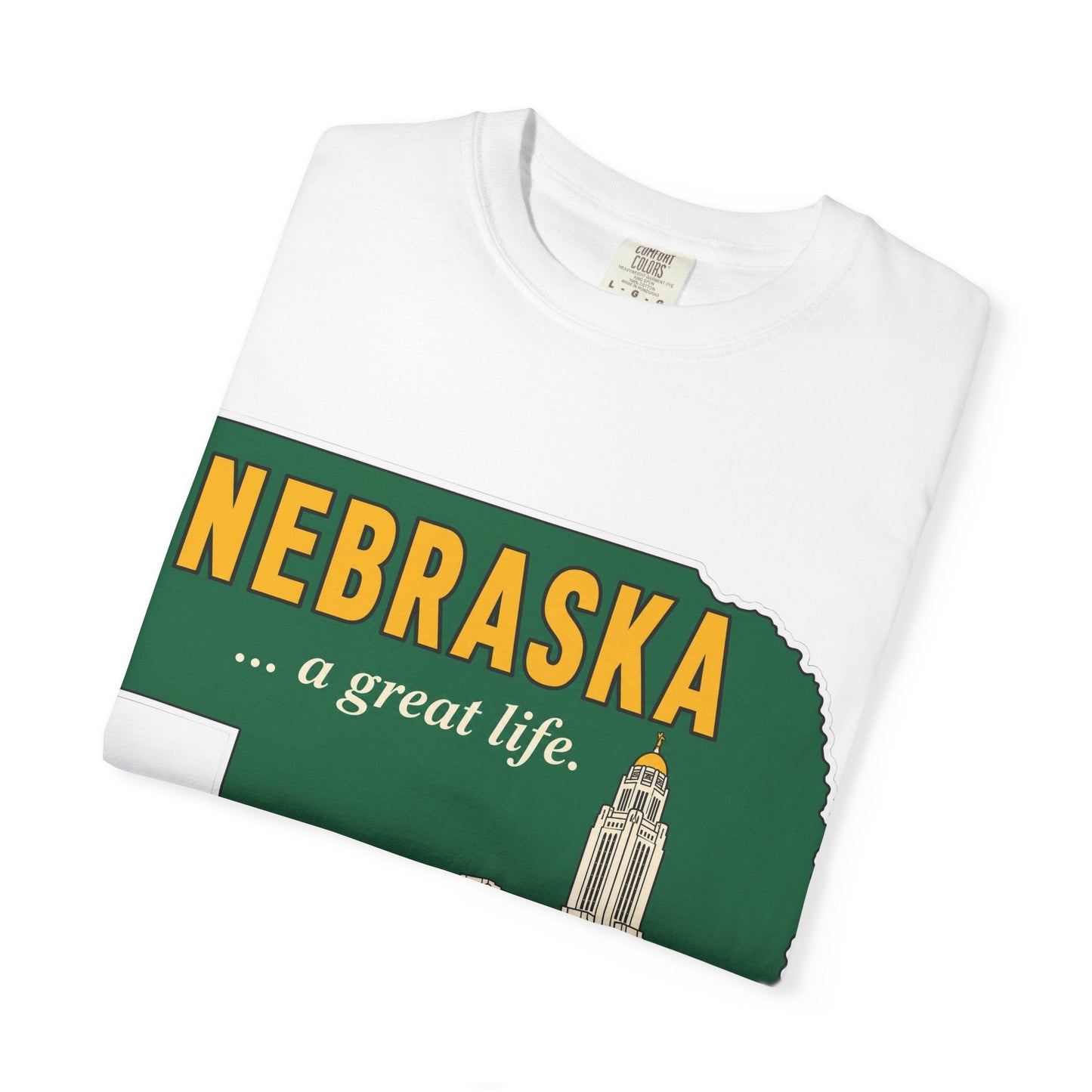 Nebraska “A Great Life” T-Shirt — Retro State Sign | Vintage Nebraska Good Life Gift Tee - Wax | Wane - gift for her - T-Shirt14