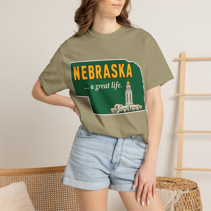 Nebraska “A Great Life” T-Shirt — Retro State Sign | Vintage Nebraska Good Life Gift Tee - Wax | Wane - gift for her - T-Shirt30