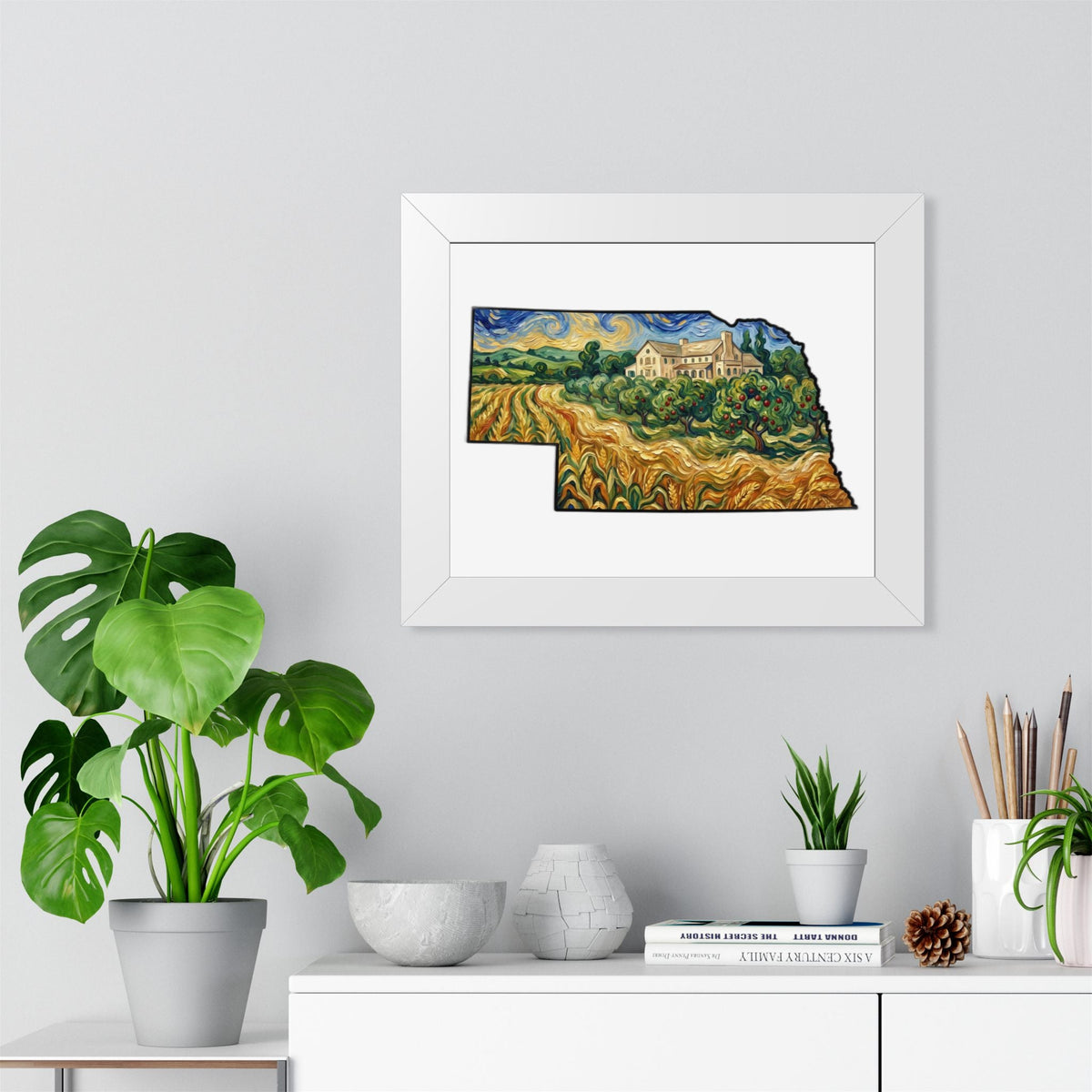 Nebraska Arbor Day Orchard Framed Print — Van Gogh Style State Wall Art | Nebraska Gift - Wax | Wane - arbor day - Poster8