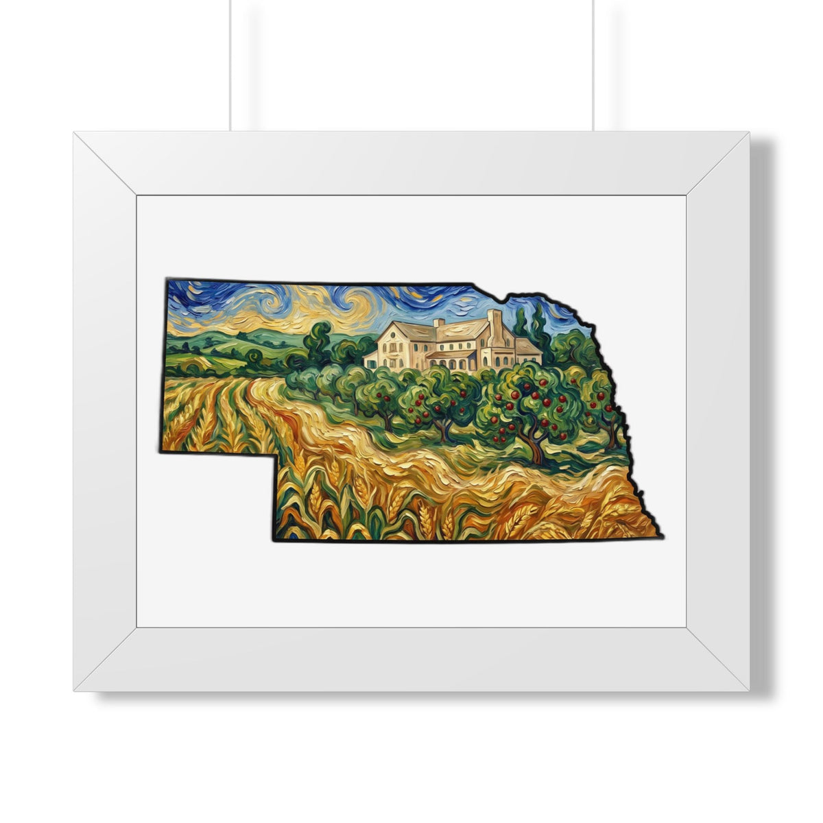 Nebraska Arbor Day Orchard Framed Print — Van Gogh Style State Wall Art | Nebraska Gift - Wax | Wane - arbor day - Poster3