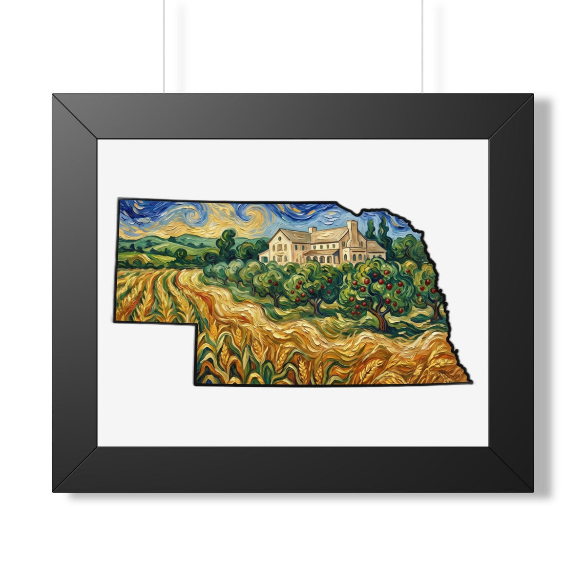 Nebraska Arbor Day Orchard Framed Print — Van Gogh Style State Wall Art | Nebraska Gift - Wax | Wane - arbor day - Poster1