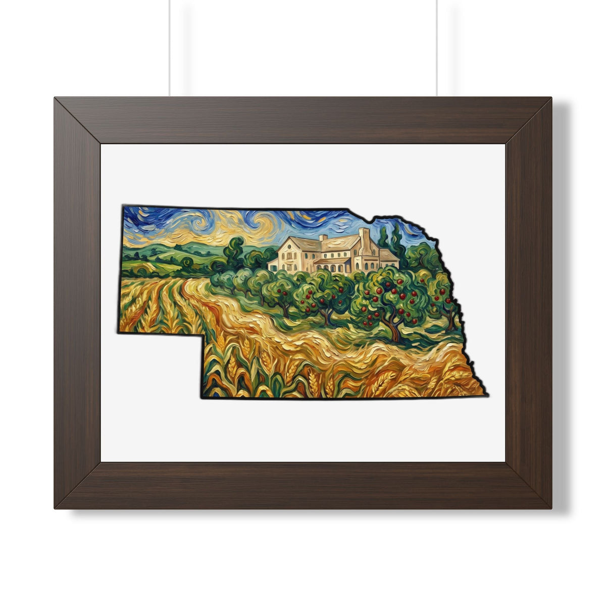 Nebraska Arbor Day Orchard Framed Print — Van Gogh Style State Wall Art | Nebraska Gift - Wax | Wane - arbor day - Poster2