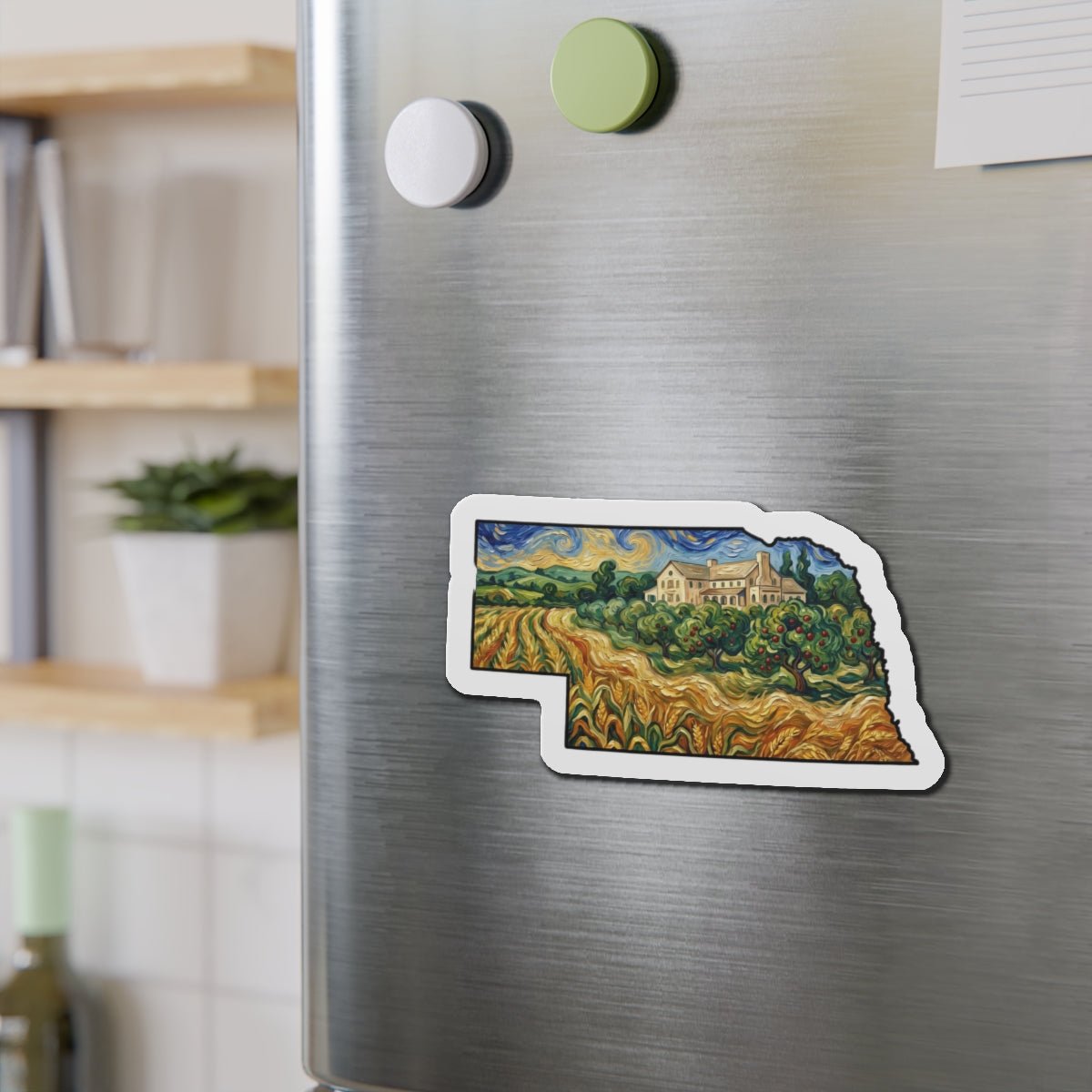 Nebraska Arbor Day Orchard Magnet — Van Gogh Die-Cut State Magnet | Nebraska Souvenir Gift - Wax | Wane - arbor day - Home Decor3