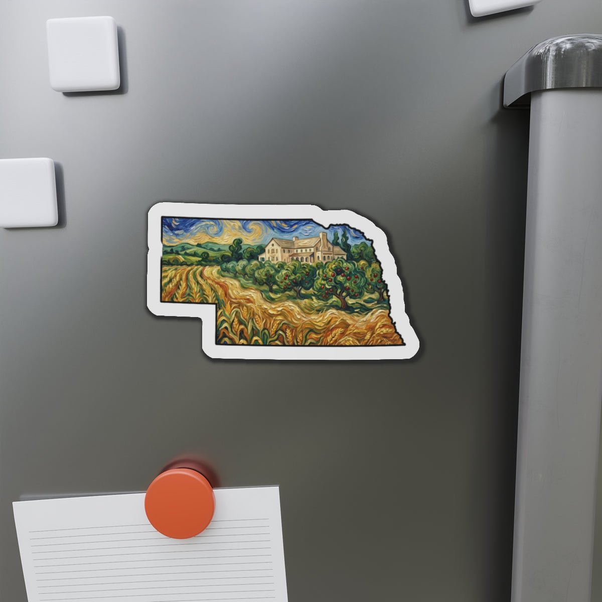 Nebraska Arbor Day Orchard Magnet — Van Gogh Die-Cut State Magnet | Nebraska Souvenir Gift - Wax | Wane - arbor day - Home Decor2