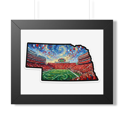 Nebraska Stadium Art Print — Framed Horizontal Poster (Van Gogh Night Sky Football Stadium) - Wax | Wane - athletic wall - Poster1