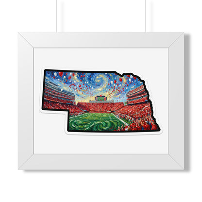 Nebraska Stadium Art Print — Framed Horizontal Poster (Van Gogh Night Sky Football Stadium) - Wax | Wane - athletic wall - Poster3