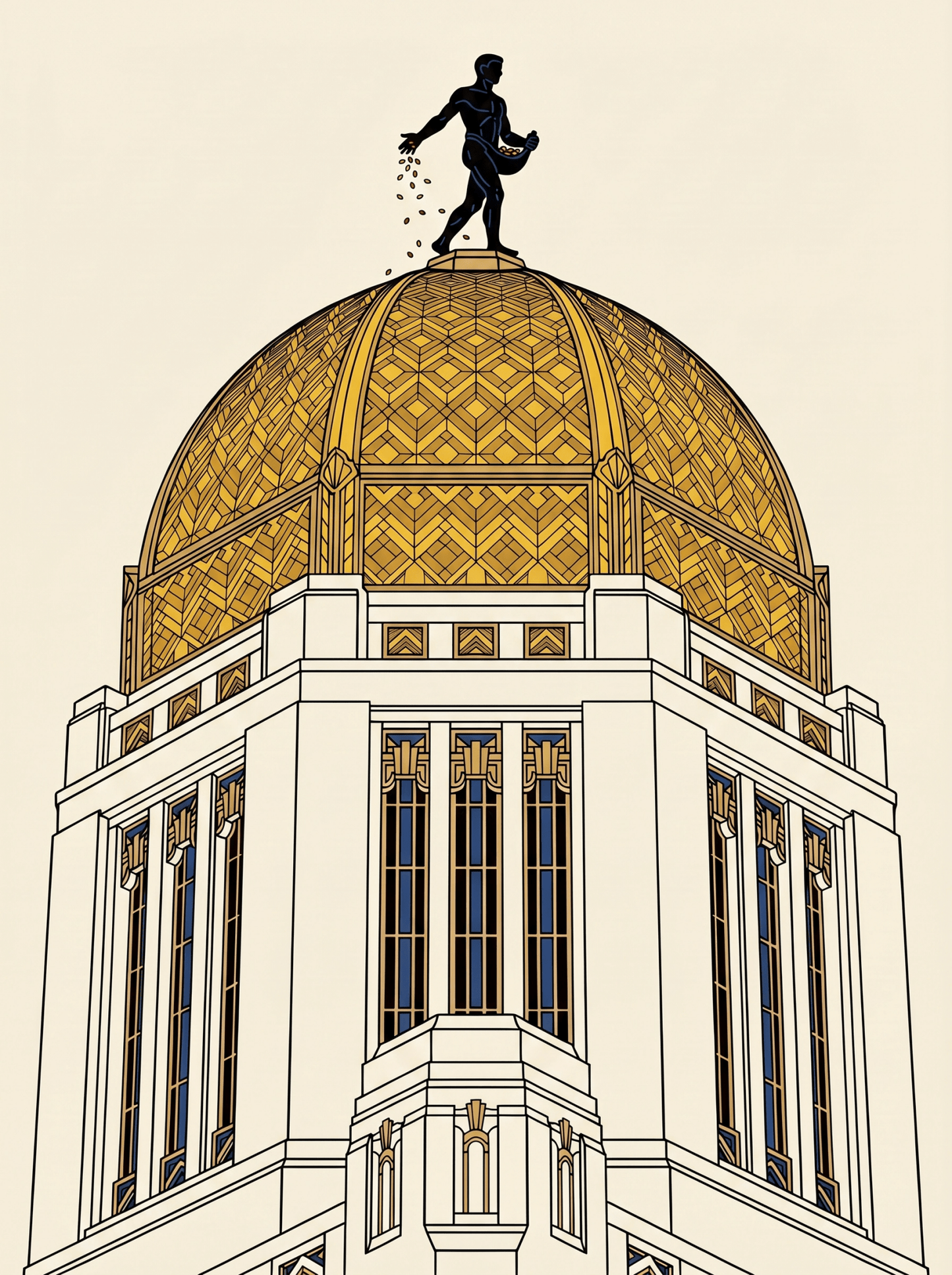 Nebraska State Capitol 2 - Pack Art Prints – Dome & Tower View 2 - Pack | Art Deco Digital Download | Capitol Series | Lincoln Nebraska Wall Art - Wax | Wane - architecture print - Digital Download1