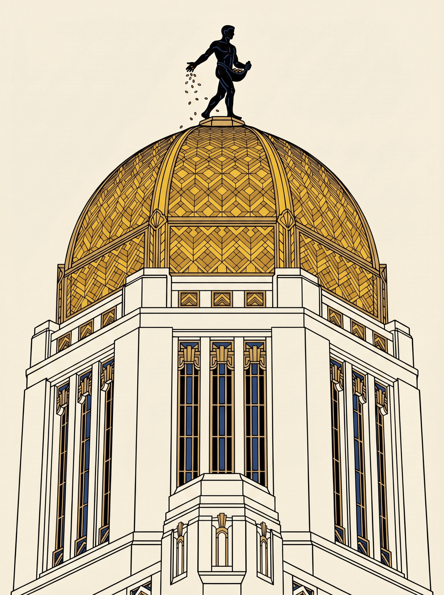 Nebraska State Capitol 2 - Pack Art Prints – Dome & Tower View 2 - Pack | Art Deco Digital Download | Capitol Series | Lincoln Nebraska Wall Art - Wax | Wane - architecture print - Digital Download1