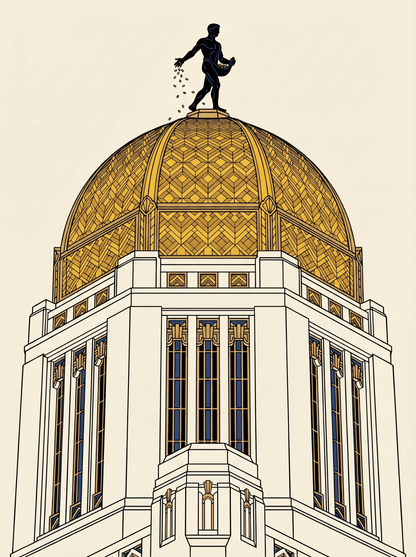 Nebraska State Capitol 2 - Pack Art Prints – Dome & Tower View 2 - Pack | Art Deco Digital Download | Capitol Series | Lincoln Nebraska Wall Art - Wax | Wane - architecture print - Digital Download1