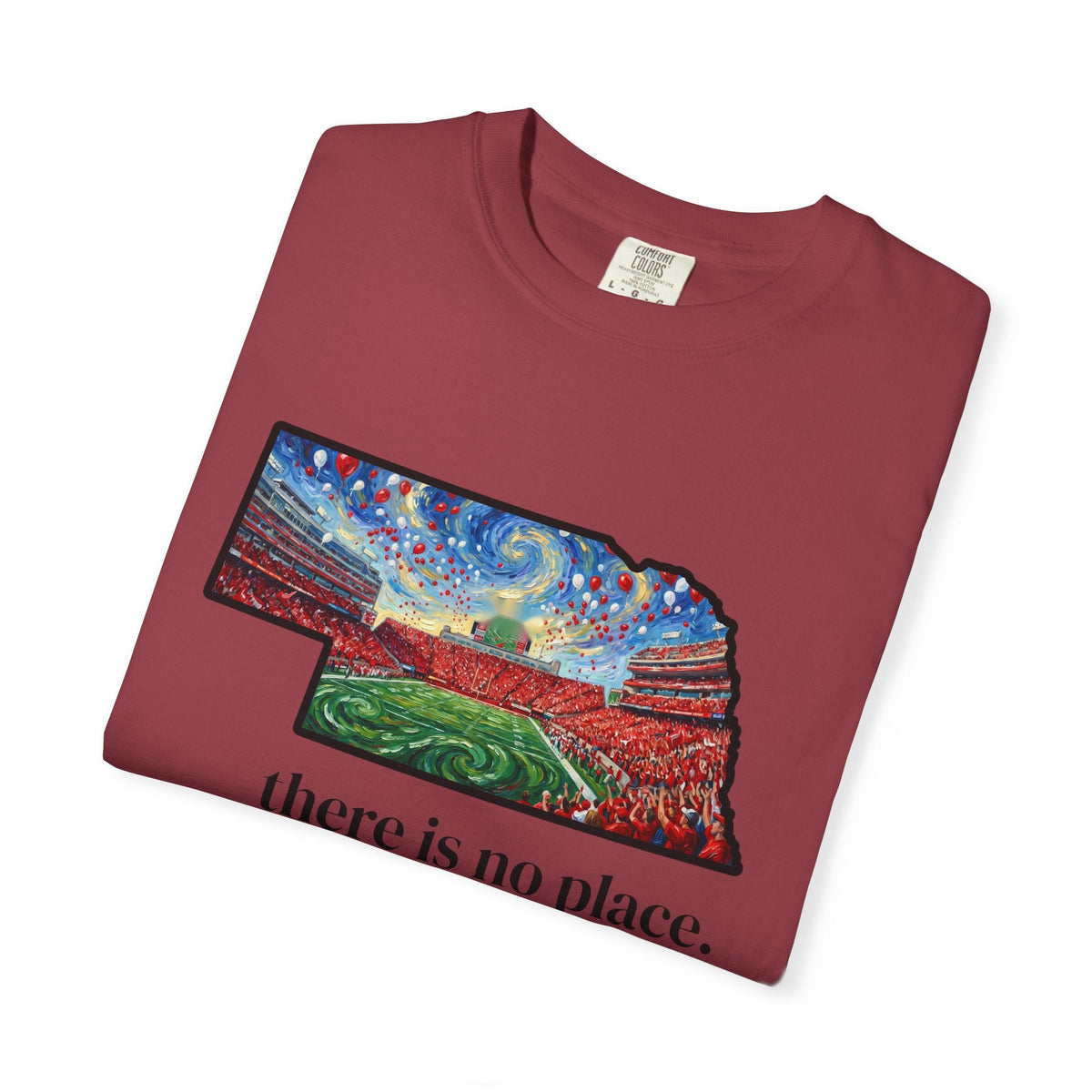 Nebraska "There is no place." Game Day T-Shirt — 100% Cotton Van Gogh Style Big Red Design - Great Gift for Gameday - Wax | Wane - art stadium tee - T-Shirt38