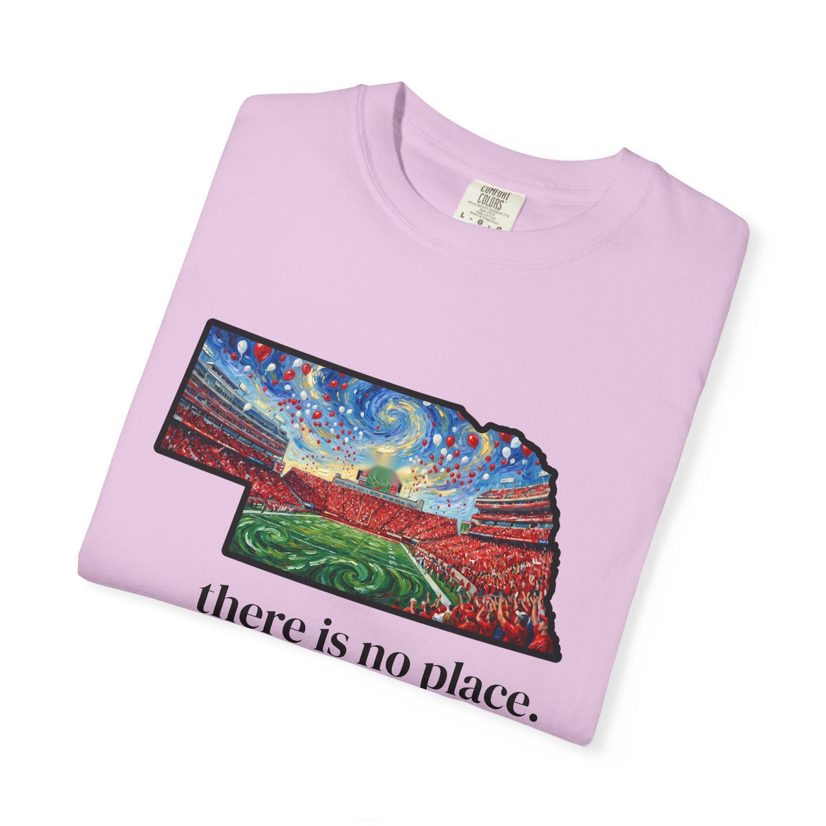 Nebraska "There is no place." Game Day T-Shirt — 100% Cotton Van Gogh Style Big Red Design - Great Gift for Gameday - Wax | Wane - art stadium tee - T-Shirt26