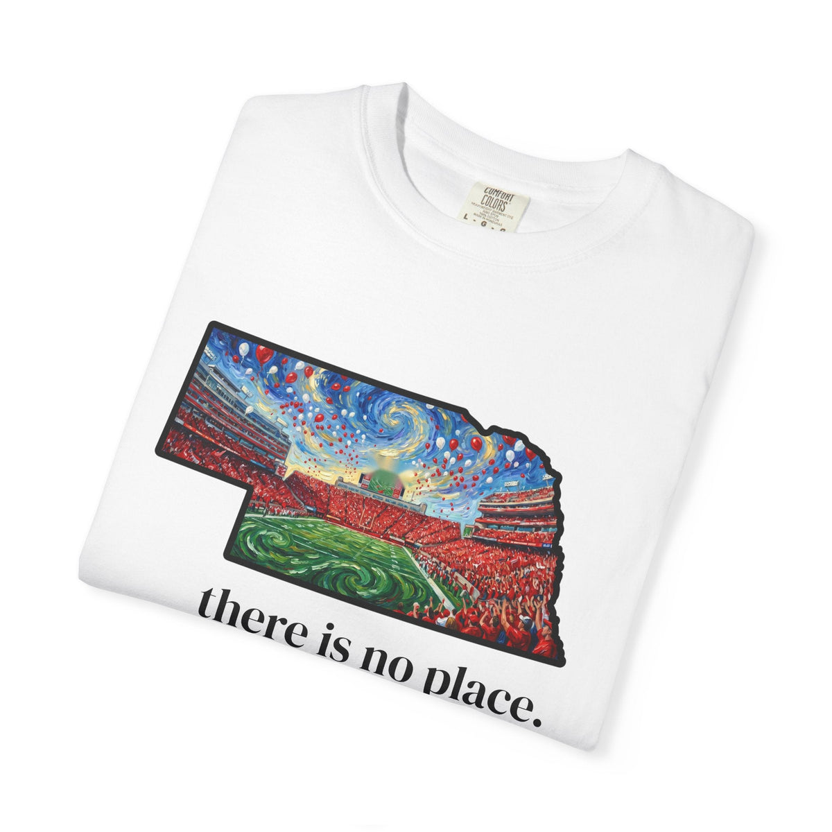 Nebraska "There is no place." Game Day T-Shirt — 100% Cotton Van Gogh Style Big Red Design - Great Gift for Gameday - Wax | Wane - art stadium tee - T-Shirt17