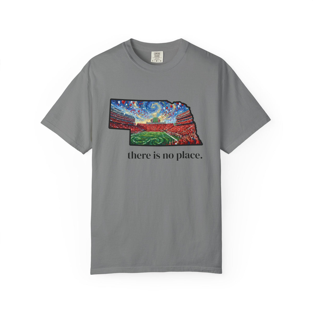 Nebraska "There is no place." Game Day T-Shirt — 100% Cotton Van Gogh Style Big Red Design - Great Gift for Gameday - Wax | Wane - art stadium tee - T-Shirt4