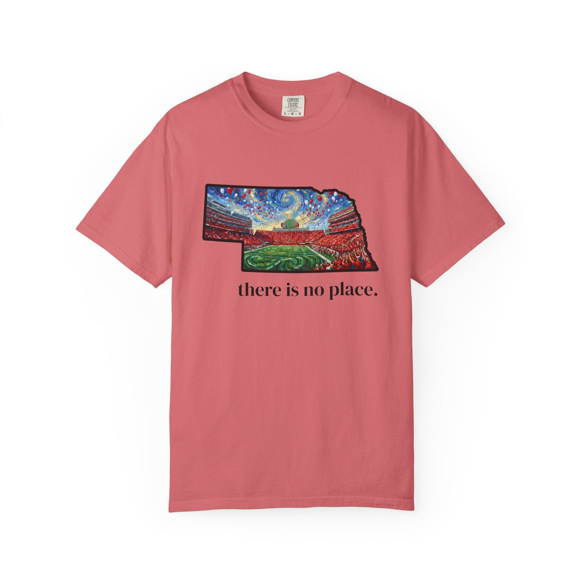Nebraska "There is no place." Game Day T-Shirt — 100% Cotton Van Gogh Style Big Red Design - Great Gift for Gameday - Wax | Wane - art stadium tee - T-Shirt8