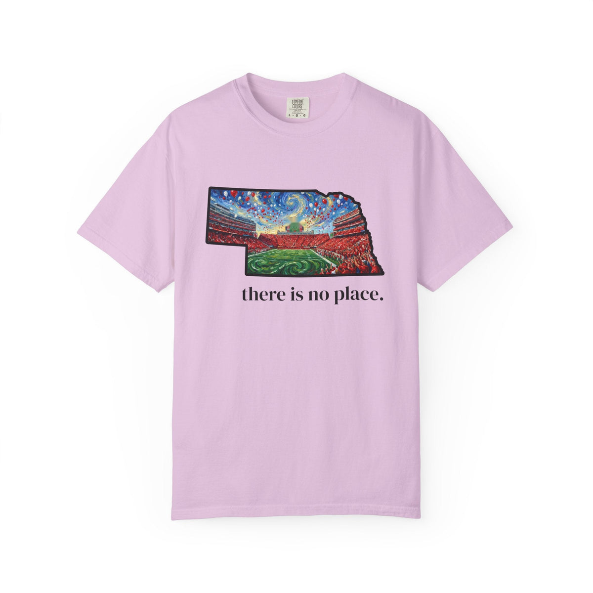 Nebraska "There is no place." Game Day T-Shirt — 100% Cotton Van Gogh Style Big Red Design - Great Gift for Gameday - Wax | Wane - art stadium tee - T-Shirt5