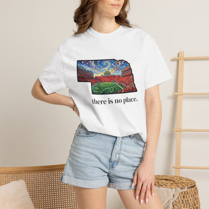 Nebraska "There is no place." Game Day T-Shirt — 100% Cotton Van Gogh Style Big Red Design - Great Gift for Gameday - Wax | Wane - art stadium tee - T-Shirt18