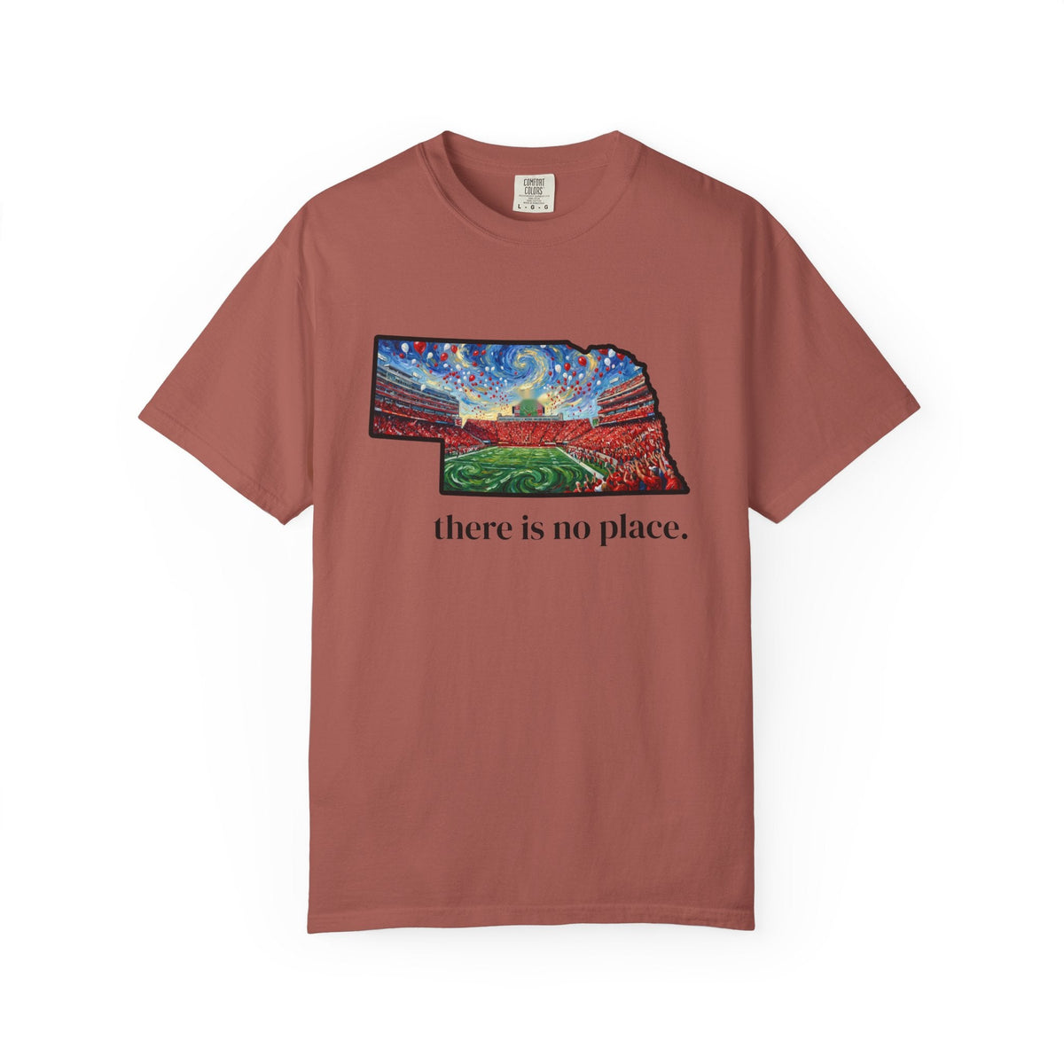 Nebraska "There is no place." Game Day T-Shirt — 100% Cotton Van Gogh Style Big Red Design - Great Gift for Gameday - Wax | Wane - art stadium tee - T-Shirt11