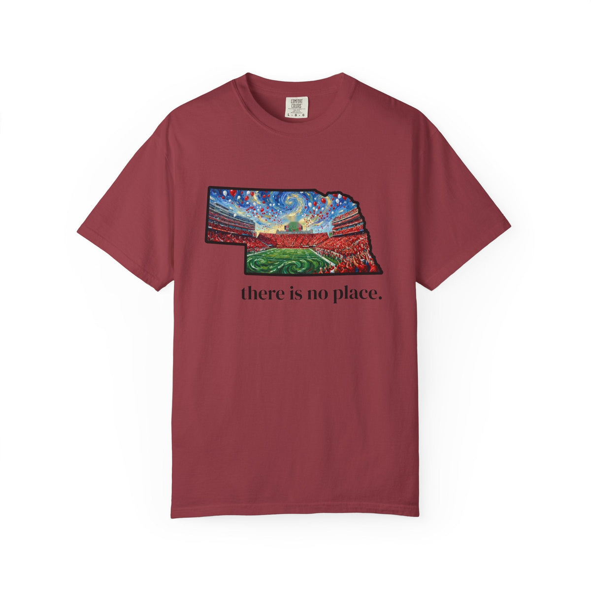 Nebraska "There is no place." Game Day T-Shirt — 100% Cotton Van Gogh Style Big Red Design - Great Gift for Gameday - Wax | Wane - art stadium tee - T-Shirt9