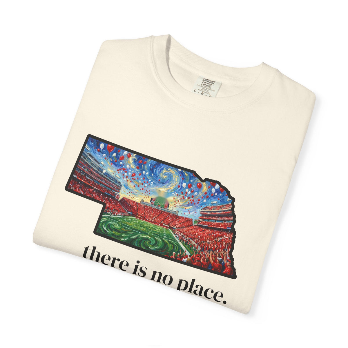 Nebraska "There is no place." Game Day T-Shirt — 100% Cotton Van Gogh Style Big Red Design - Great Gift for Gameday - Wax | Wane - art stadium tee - T-Shirt20
