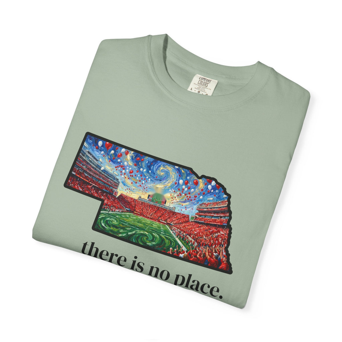 Nebraska "There is no place." Game Day T-Shirt — 100% Cotton Van Gogh Style Big Red Design - Great Gift for Gameday - Wax | Wane - art stadium tee - T-Shirt15