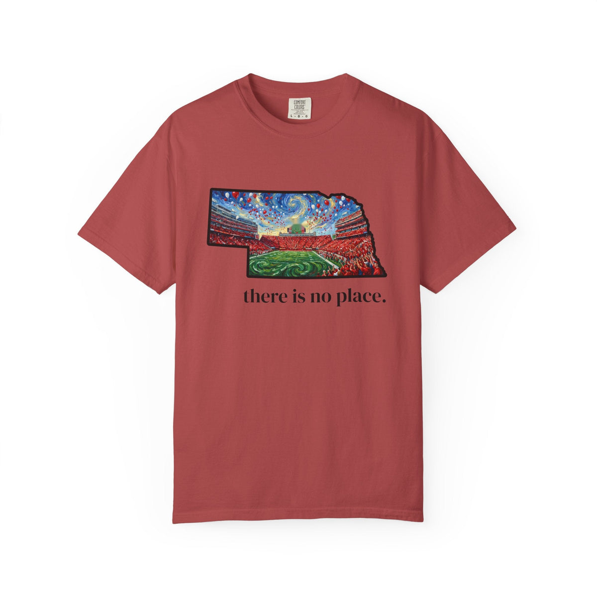 Nebraska "There is no place." Game Day T-Shirt — 100% Cotton Van Gogh Style Big Red Design - Great Gift for Gameday - Wax | Wane - art stadium tee - T-Shirt10