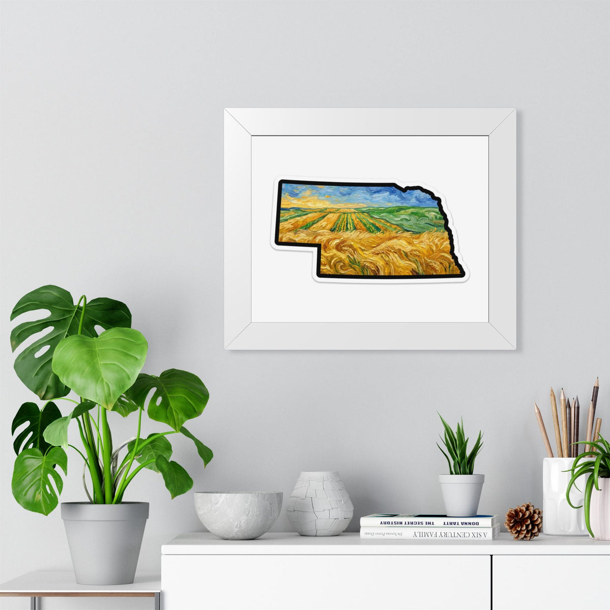 Nebraska Wheat Fields Framed Print — Van Gogh Style Prairie Wall Art | Nebraska Gift - Wax | Wane - farmhouse decor - Poster8