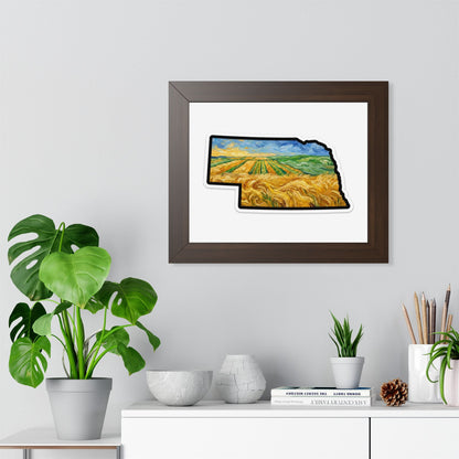 Nebraska Wheat Fields Framed Print — Van Gogh Style Prairie Wall Art | Nebraska Gift - Wax | Wane - farmhouse decor - Poster6