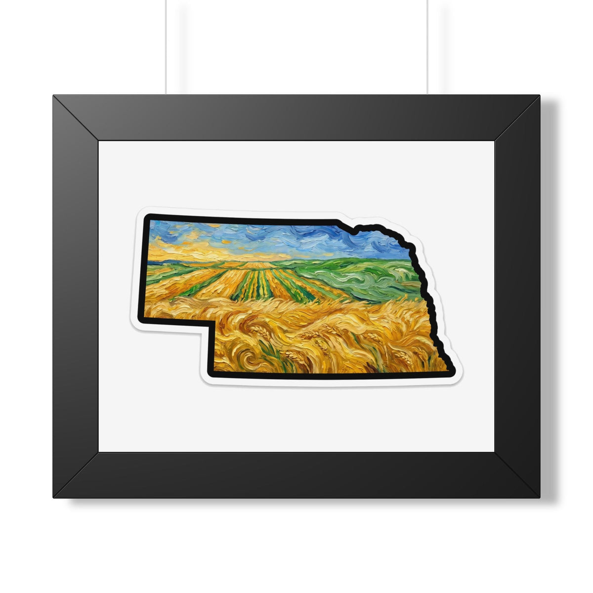 Nebraska Wheat Fields Framed Print — Van Gogh Style Prairie Wall Art | Nebraska Gift - Wax | Wane - farmhouse decor - Poster1