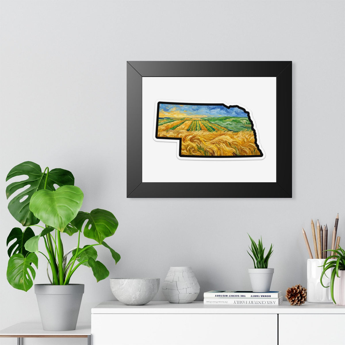 Nebraska Wheat Fields Framed Print — Van Gogh Style Prairie Wall Art | Nebraska Gift - Wax | Wane - farmhouse decor - Poster4