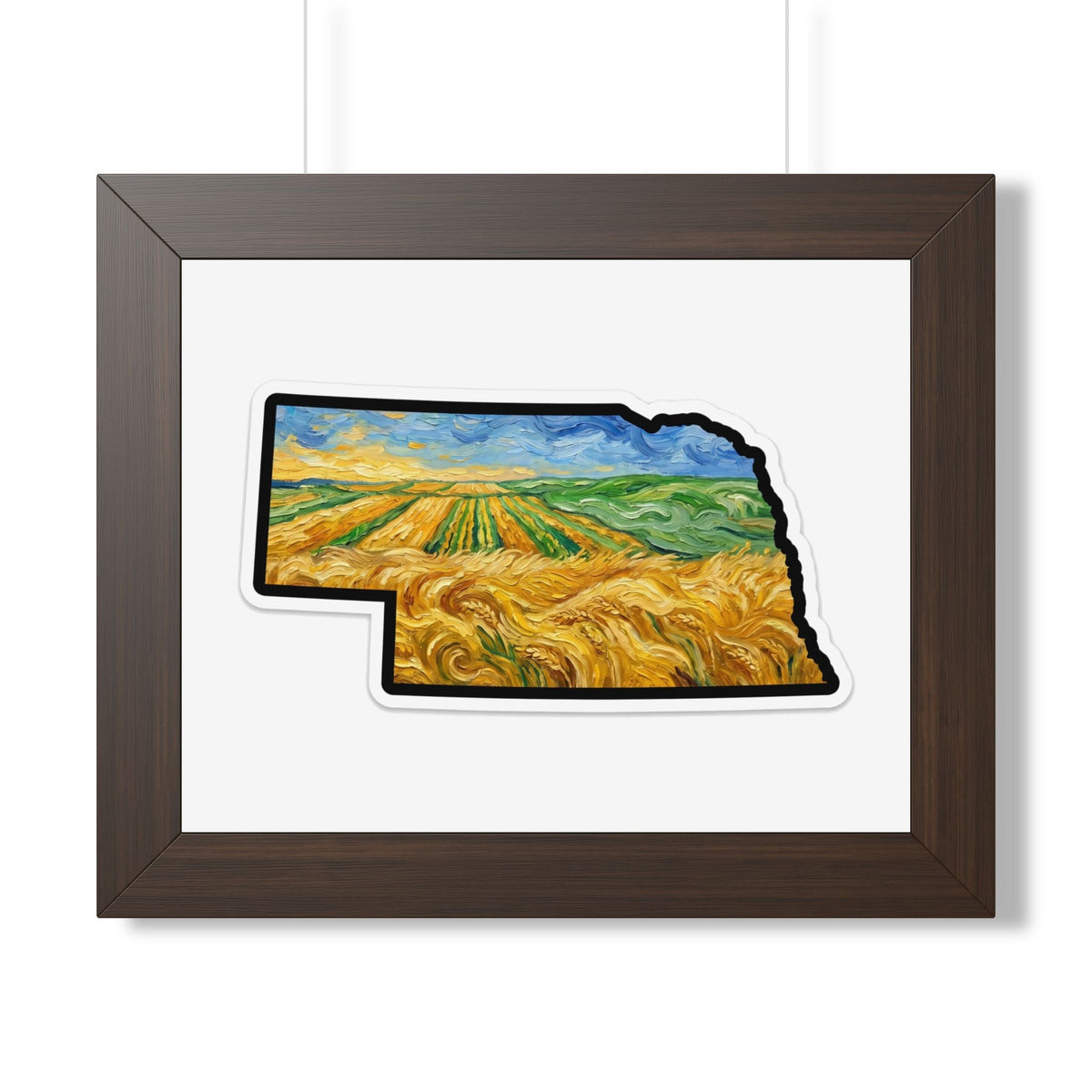 Nebraska Wheat Fields Framed Print — Van Gogh Style Prairie Wall Art | Nebraska Gift - Wax | Wane - farmhouse decor - Poster2