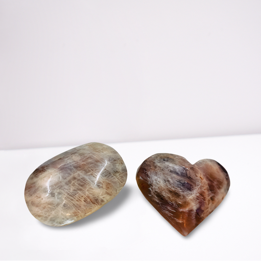 Moonstone Palm Stone with Rainbow Aura Inclusions