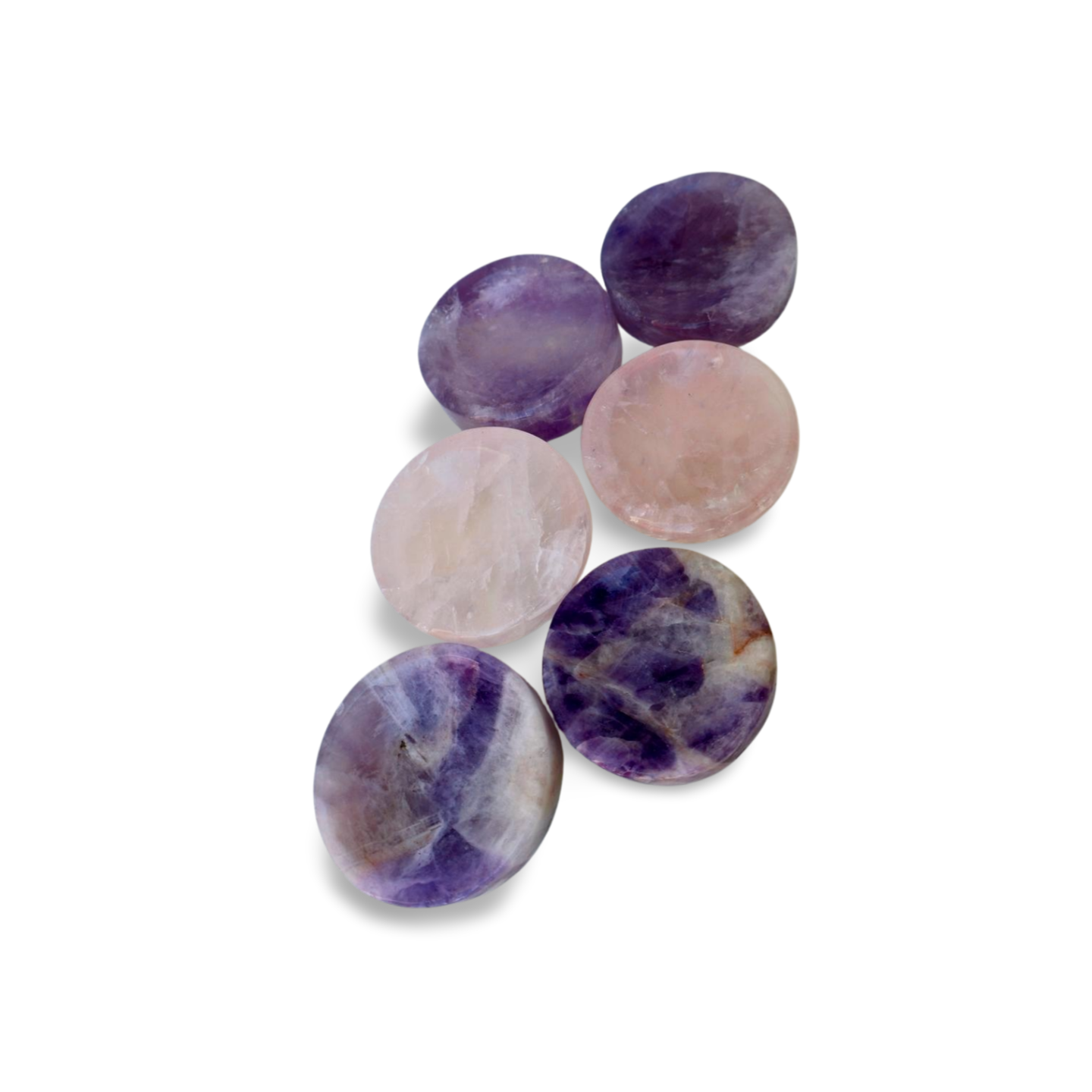 sparkling Rose Quartz & Amethyst Crystal Bowl in studio background