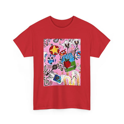 Pop Art Collage Tee — Colorful Hand-Drawn Cartoon Grunge - Wax | Wane - aesthetic streetwear - T-Shirt36