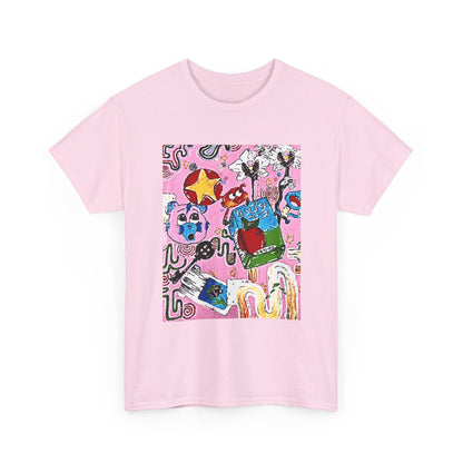 Pop Art Collage Tee — Colorful Hand-Drawn Cartoon Grunge - Wax | Wane - aesthetic streetwear - T-Shirt34