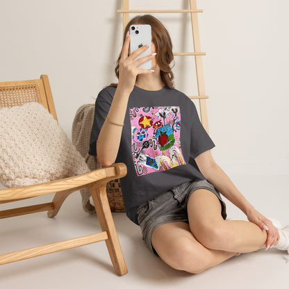 Pop Art Collage Tee — Colorful Hand-Drawn Cartoon Grunge - Wax | Wane - aesthetic streetwear - T-Shirt27