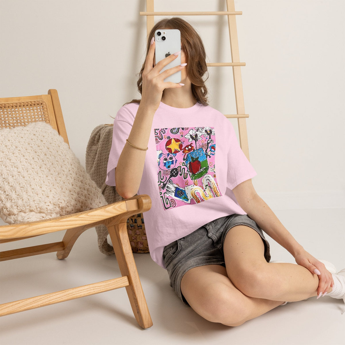 Pop Art Collage Tee — Colorful Hand-Drawn Cartoon Grunge - Wax | Wane - aesthetic streetwear - T-Shirt35