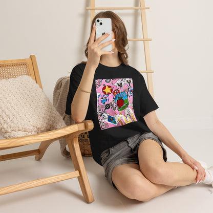 Pop Art Collage Tee — Colorful Hand-Drawn Cartoon Grunge - Wax | Wane - aesthetic streetwear - T-Shirt14