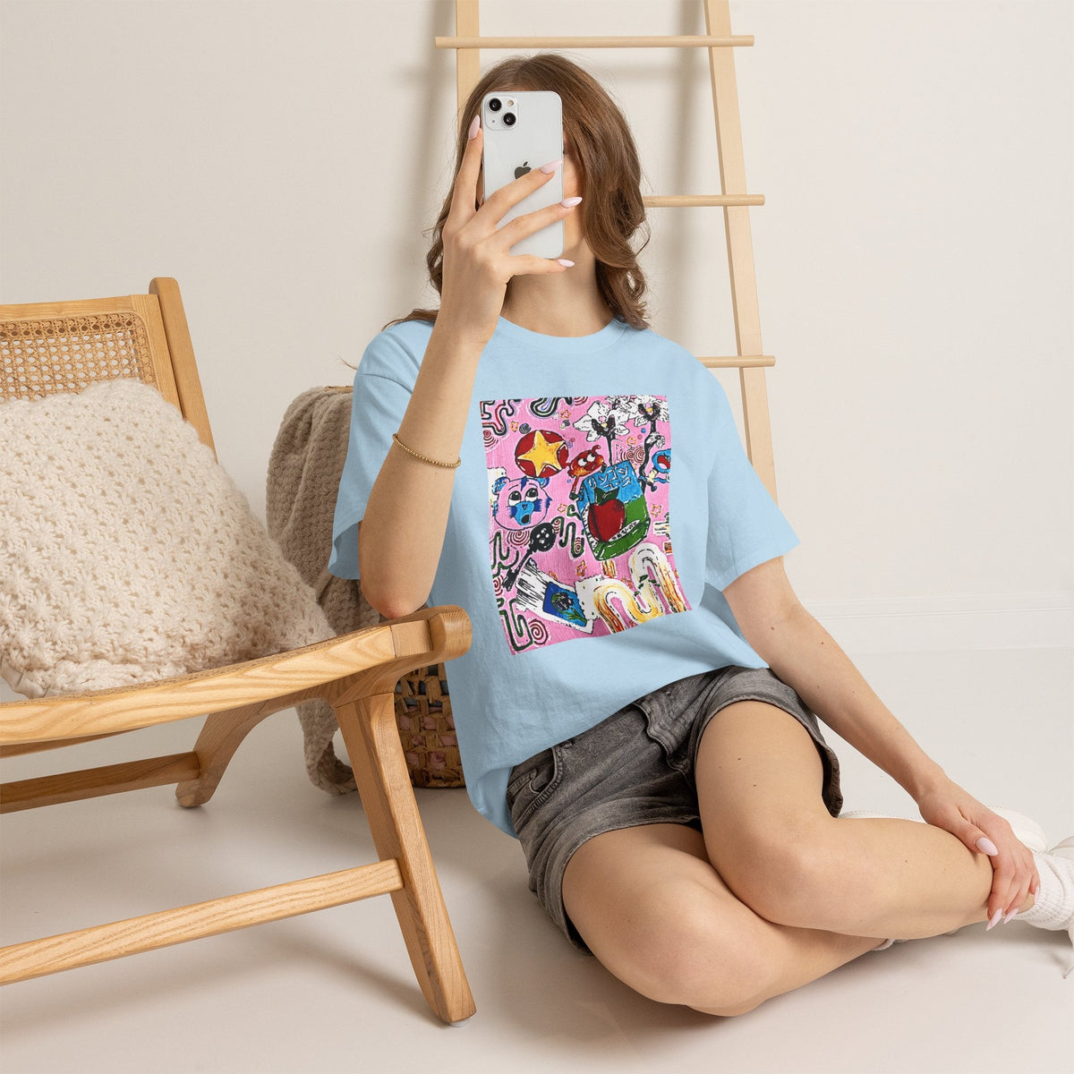 Pop Art Collage Tee — Colorful Hand-Drawn Cartoon Grunge - Wax | Wane - aesthetic streetwear - T-Shirt25