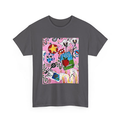 Pop Art Collage Tee — Colorful Hand-Drawn Cartoon Grunge - Wax | Wane - aesthetic streetwear - T-Shirt26