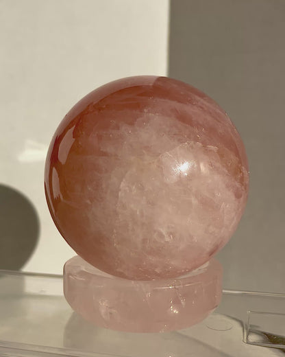 Amethyst or Rose Crystal Ball – Large 3" Sphere, Modern and Meaningful, Zig Zag, Stripe Patterns