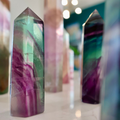Fluorite Obelisk Crystal Tower 3-4 Inch – Untreated Natural Color Crystal Point, Hand-Polished Gemstone for Meditation, Focus & Energy Work