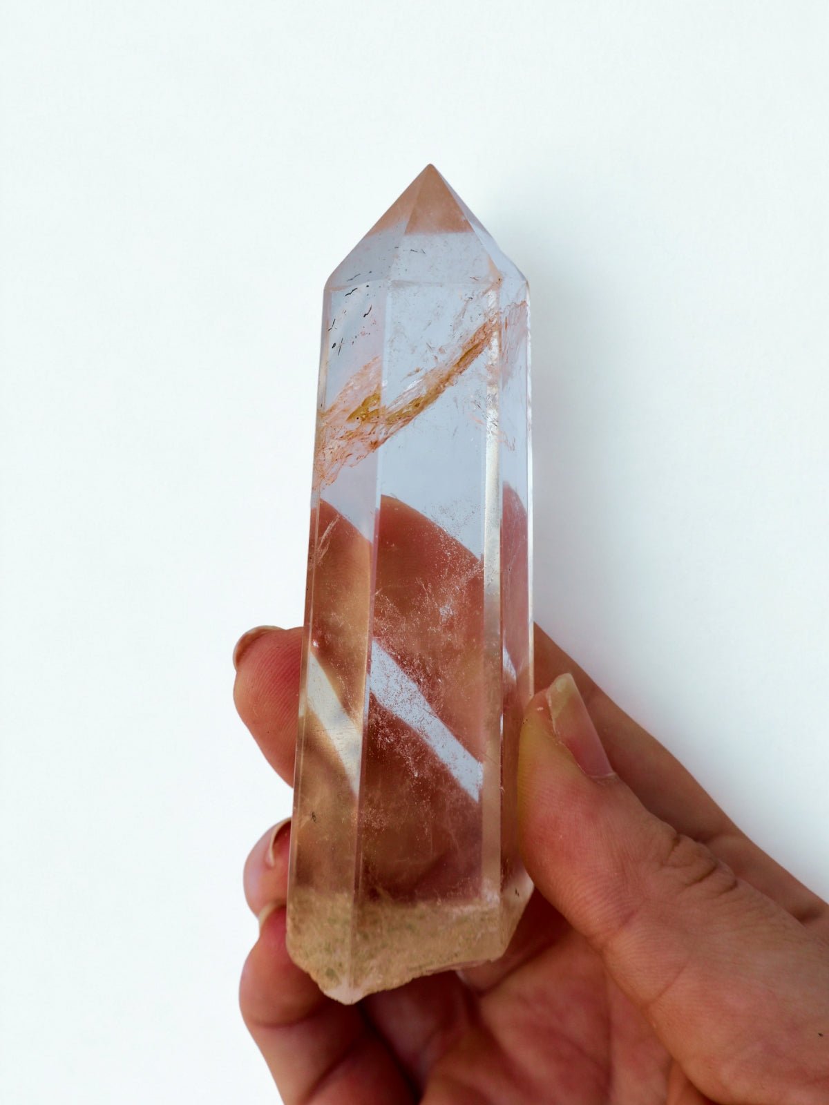 Rooted Clear Quartz Crystal Wand – Polished Point, Raw Base - Wax | Wane