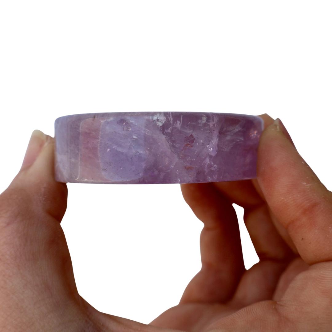 Rose Quartz & Amethyst Crystal Bowl – Jewelry Dish or Decor | Hand - Carved from Natural Stone, 2 - Inch - Wax | Wane