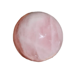 A smooth, polished pink stone sphere with natural marbling, shown on a plain white background.