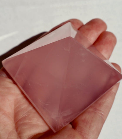 Rose Quartz Crystal Pyramid – Precision Cut and Polished Gemstone Sculpture (1–2 Inches) - Wax | Wane