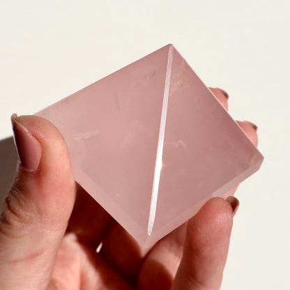 Rose Quartz Crystal Pyramid, 1.5 - 2" - Precision Cut, Love and Harmony Enhancer product image